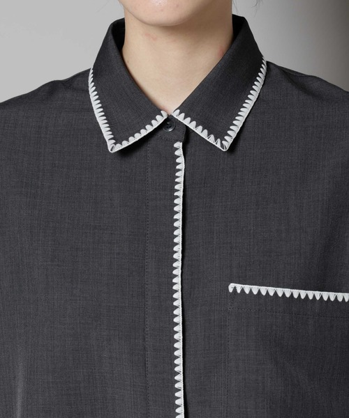 トリミング刺繍ツイルシャツ（シャツ/ブラウス）｜NANO universe（ナノ