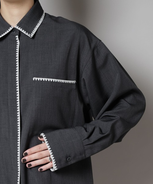 トリミング刺繍ツイルシャツ（シャツ/ブラウス）｜NANO universe（ナノ