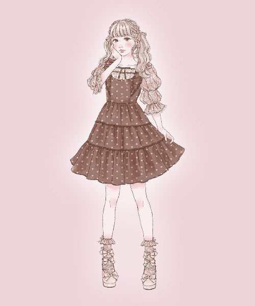 mellfy memory(メルフィーメモリー)の「Chocolate de Love Letter ワンピース(ワンピース・レディース・ピンク/ブラウン・M/S)」の9枚目の写真