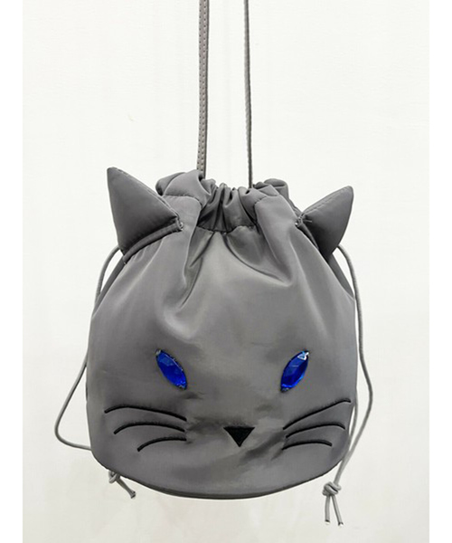 NOMINE(ノミネ)の「【FAVORI】黒猫 灰猫 巾着ショルダーバッグ(ショルダーバッグ・レディース・ブラック/グレー・フリー)」の14枚目の写真