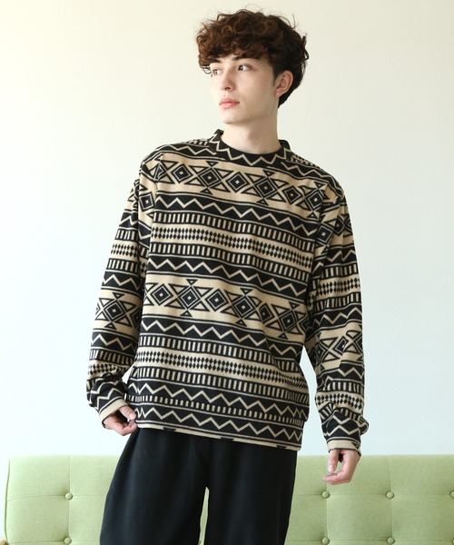 ARCADE(アーケード)の「HIGHQUALITY FLEECE 暖か軽量 ハイクォリティ フリース トップス トレーナー(スウェット・メンズ・ブルー系その他/ブラック/チャコール/ベージュ×ブラック・M/L/LL)」の13枚目の写真