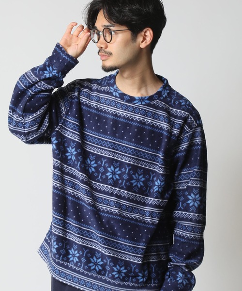 ARCADE(アーケード)の「HIGHQUALITY FLEECE 暖か軽量 ハイクォリティ フリース トップス トレーナー(スウェット・メンズ・ブルー系その他/ブラック/チャコール/ベージュ×ブラック・M/L/LL)」の7枚目の写真