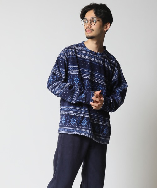 ARCADE(アーケード)の「HIGHQUALITY FLEECE 暖か軽量 ハイクォリティ フリース トップス トレーナー(スウェット・メンズ・ブルー系その他/ブラック/チャコール/ベージュ×ブラック・M/L/LL)」の5枚目の写真