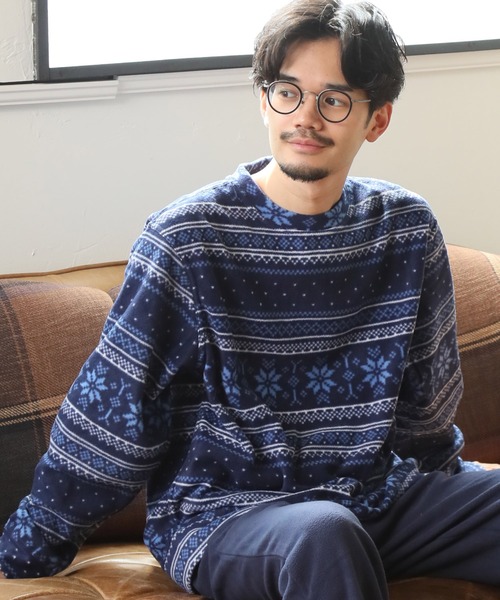 ARCADE(アーケード)の「HIGHQUALITY FLEECE 暖か軽量 ハイクォリティ フリース トップス トレーナー(スウェット・メンズ・ブルー系その他/ブラック/チャコール/ベージュ×ブラック・M/L/LL)」の8枚目の写真