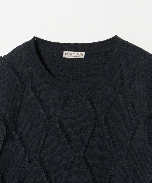 BEAUTY&YOUTH UNITED ARROWS ニット フリンジ パターン クルーネック ニット（ニット/セーター