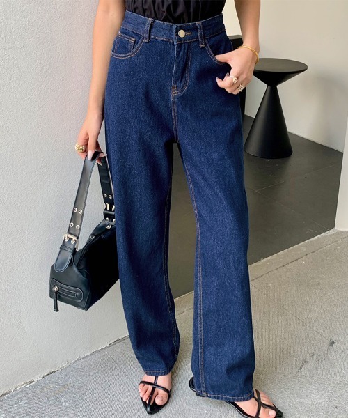 ReRe(リリ)の「ストレートベーシックデニムパンツ(デニムパンツ・レディース・ダークブルー/ライトブルー・LARGE/MEDIUM)」の22枚目の写真