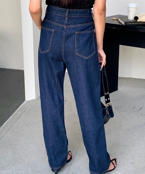 ReRe(リリ)の「ストレートベーシックデニムパンツ(デニムパンツ・レディース・ダークブルー/ライトブルー・LARGE/MEDIUM)」の19枚目の写真
