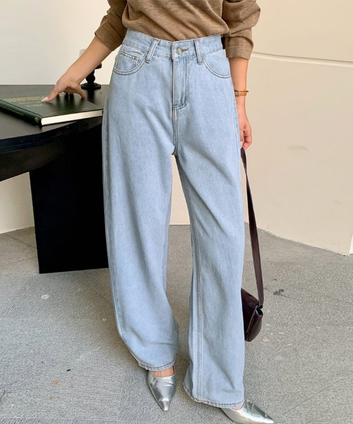 ReRe(リリ)の「ストレートベーシックデニムパンツ(デニムパンツ・レディース・ダークブルー/ライトブルー・LARGE/MEDIUM)」の12枚目の写真