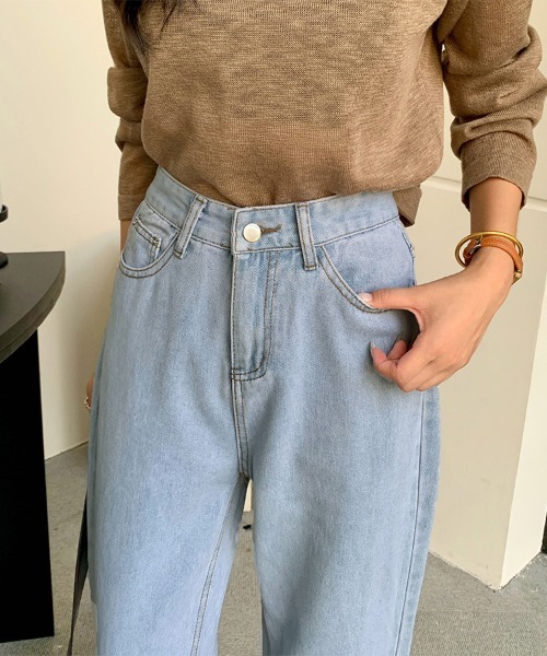 ReRe(リリ)の「ストレートベーシックデニムパンツ(デニムパンツ・レディース・ダークブルー/ライトブルー・LARGE/MEDIUM)」の13枚目の写真