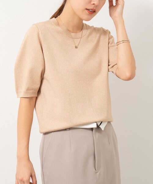 NOLLEY’S Sophi（ノーリーズソフィ）の「バックパールラメプルオーバー（ニット/セーター・レディース・シルバー/キャメル/ベビーピンク/ダークネイビー・38）」の3枚目の写真