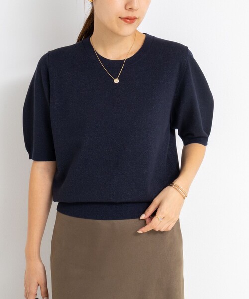 NOLLEY’S Sophi（ノーリーズソフィ）の「バックパールラメプルオーバー（ニット/セーター・レディース・シルバー/キャメル/ベビーピンク/ダークネイビー・38）」の2枚目の写真