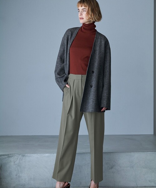 ICB(アイシービー)の「WoolRever ノーカラーショートコート(ノーカラーコート・レディース・ブラック系7/ダルブルー系/ブラック系・46/44/42)」の6枚目の写真