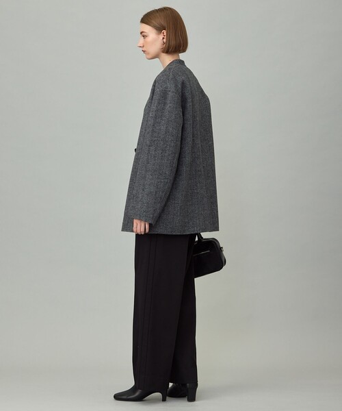 ICB(アイシービー)の「WoolRever ノーカラーショートコート(ノーカラーコート・レディース・ブラック系7/ダルブルー系/ブラック系・46/44/42)」の8枚目の写真