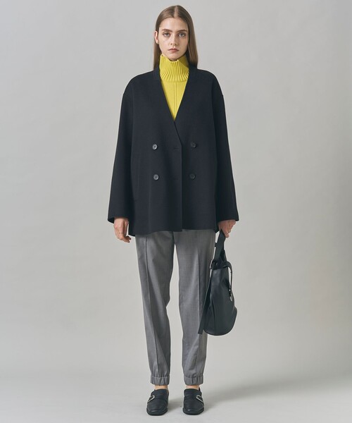 セール】WoolRever ノーカラーショートコート（ノーカラーコート