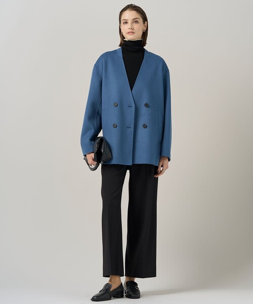 ICB(アイシービー)の「WoolRever ノーカラーショートコート(ノーカラーコート・レディース・ブラック系7/ダルブルー系/ブラック系・46/44/42)」の17枚目の写真