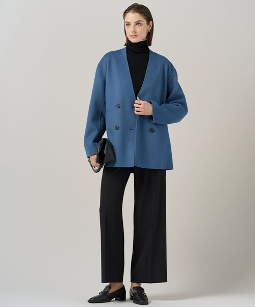 ICB(アイシービー)の「WoolRever ノーカラーショートコート(ノーカラーコート・レディース・ブラック系7/ダルブルー系/ブラック系・46/44/42)」の18枚目の写真