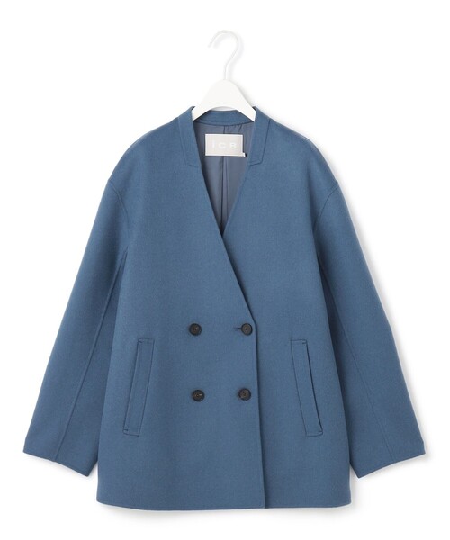 ICB(アイシービー)の「WoolRever ノーカラーショートコート(ノーカラーコート・レディース・ブラック系7/ダルブルー系/ブラック系・46/44/42)」の20枚目の写真