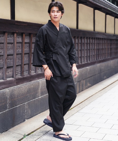 jiggys shop（ジギーズショップ）の「【セットアップ】作務衣 上下セット さむえ 着物 部屋着 ルームウェア 寝間着 ワンマイルウェア（浴衣・メンズ・ブラウン/ネイビー/ブラック/カーキ・X-LARGE/LARGE/MEDIUM）」の2枚目の写真