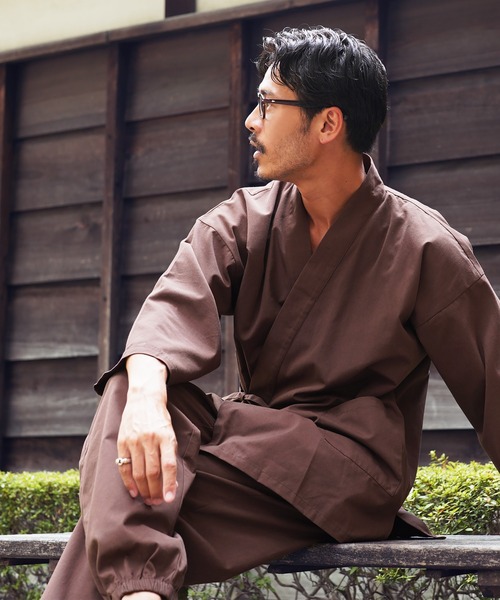 jiggys shop（ジギーズショップ）の「【セットアップ】作務衣 上下セット さむえ 着物 部屋着 ルームウェア 寝間着 ワンマイルウェア（浴衣・メンズ・ブラウン/ネイビー/ブラック/カーキ・X-LARGE/LARGE/MEDIUM）」の17枚目の写真