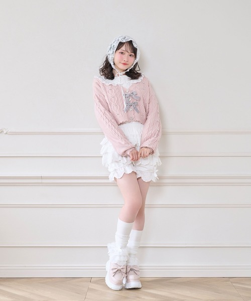 Honey Cinnamon(ハニーシナモン)の「ハートビジューショートカーディガン(カーディガン/ボレロ・レディース・グレー/ブラック/ピンク・FREE)」の11枚目の写真