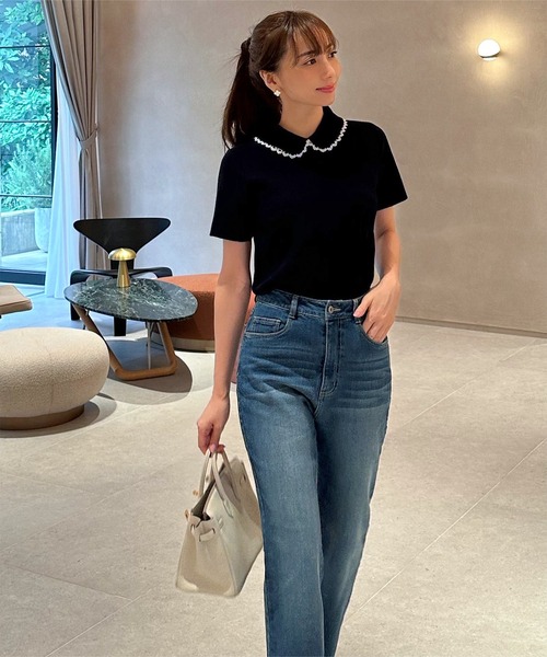 KOBE LETTUCE（コウベレタス）の「[ 岡部あゆみさんコラボ ］フレアデニムパンツ（デニムパンツ・レディース・インディゴブルー/ブラック/ダークブルー・M/S）」の9枚目の写真