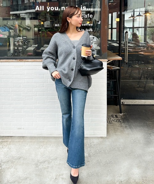 セール】[ 岡部あゆみさんコラボ ］フレアデニムパンツ（デニムパンツ