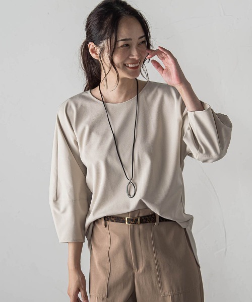 LAUTREAMONT（ロートレアモン）の「【WEB限定】フォルムスリーブバックジップトップス≪洗濯機で洗える≫（Tシャツ/カットソー・レディース・ベージュ/ブラック/ピンク・9号）」の2枚目の写真
