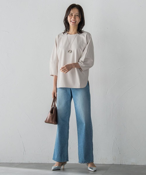 LAUTREAMONT（ロートレアモン）の「【WEB限定】フォルムスリーブバックジップトップス≪洗濯機で洗える≫（Tシャツ/カットソー・レディース・ベージュ/ブラック/ピンク・9号）」の6枚目の写真