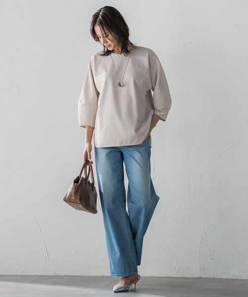 LAUTREAMONT（ロートレアモン）の「【WEB限定】フォルムスリーブバックジップトップス≪洗濯機で洗える≫（Tシャツ/カットソー・レディース・ベージュ/ブラック/ピンク・9号）」の5枚目の写真
