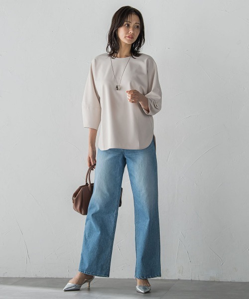 LAUTREAMONT（ロートレアモン）の「【WEB限定】フォルムスリーブバックジップトップス≪洗濯機で洗える≫（Tシャツ/カットソー・レディース・ベージュ/ブラック/ピンク・9号）」の4枚目の写真