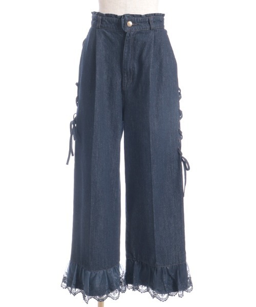 axes femme(アクシーズファム)の「裾レースデニムストレートPT(その他パンツ・レディース・ブラック/ケミカルウォッシュ/インディゴブルー・FREE)」の14枚目の写真