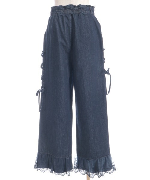 axes femme(アクシーズファム)の「裾レースデニムストレートPT(その他パンツ・レディース・ブラック/ケミカルウォッシュ/インディゴブルー・FREE)」の5枚目の写真
