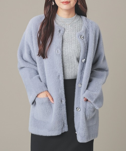 ノーカラーニットコート（ノーカラーコート）｜GLACIER lusso