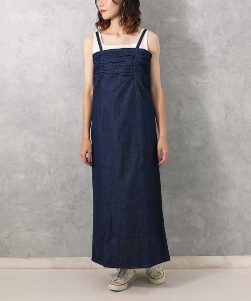 Bleu Bleuet(ブルーブルーエ)の「【ZOZO限定】デニムギャザーワンピース(ワンピース・レディース・ブルー系その他/ブルー/グレー・M)」の18枚目の写真