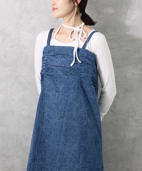 Bleu Bleuet(ブルーブルーエ)の「【ZOZO限定】デニムギャザーワンピース(ワンピース・レディース・ブルー系その他/ブルー/グレー・M)」の12枚目の写真