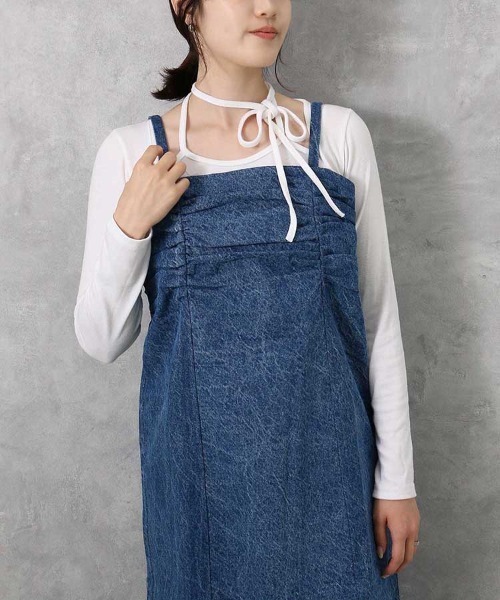 Bleu Bleuet(ブルーブルーエ)の「【ZOZO限定】デニムギャザーワンピース(ワンピース・レディース・ブルー系その他/ブルー/グレー・M)」の13枚目の写真