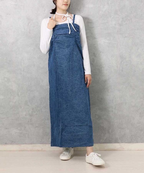 Bleu Bleuet(ブルーブルーエ)の「【ZOZO限定】デニムギャザーワンピース(ワンピース・レディース・ブルー系その他/ブルー/グレー・M)」の14枚目の写真