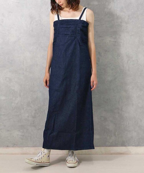 Bleu Bleuet(ブルーブルーエ)の「【ZOZO限定】デニムギャザーワンピース(ワンピース・レディース・ブルー系その他/ブルー/グレー・M)」の19枚目の写真