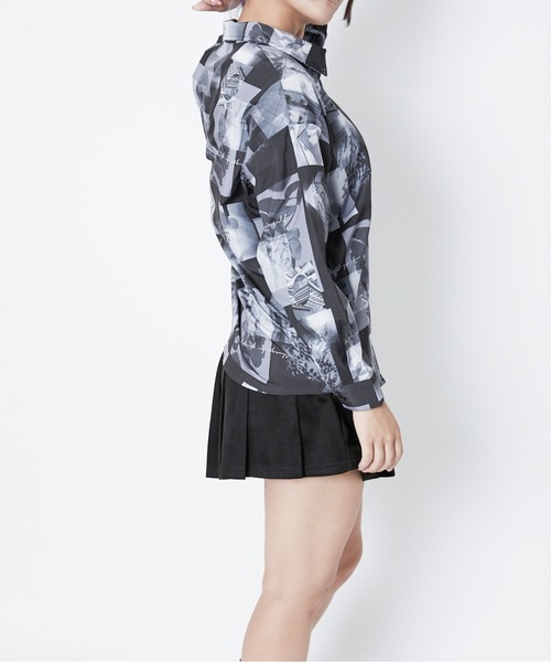 新品未使用Russelunoビジュアルプリント オーバーサイズシャツ セール】《モノトーンフォトプリント》レディース オーバー