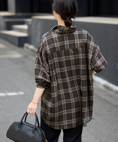 【美品】ローブイエナ　ビエラチェックルーズシャツ　ブラック　秋物 ビエラチェックルーズシャツ | スローブ イエナ(SLOBE IENA) | マルイ