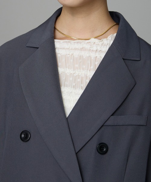 SOTT(ソット)の「Double-Breasted Tailored Jacket / ダブルブレストテーラードジャケット(テーラードジャケット・レディース・ストライプ/チャコールグレー・FREE)」の12枚目の写真