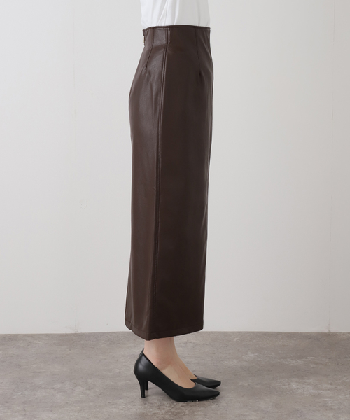 La TOTALITE（ラトータリテ）の「【洗える】フェイクレザー・ジャガードスカート（スカート・レディース・ウッド/ベージュ/ブラウン・40/38/36）」の11枚目の写真