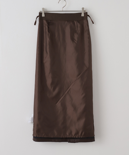 La TOTALITE（ラトータリテ）の「【洗える】フェイクレザー・ジャガードスカート（スカート・レディース・ウッド/ベージュ/ブラウン・40/38/36）」の12枚目の写真