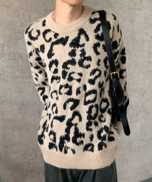 セール】【25年秋冬新作】モヘアタッチレオパード柄ビッグニット