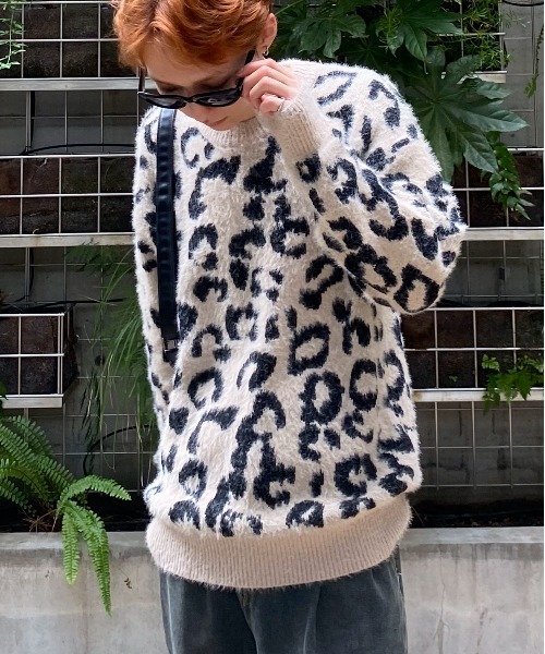 link lot(リンクロット)の「モヘアタッチレオパード柄ビッグニット(ニット/セーター・メンズ・レオパード・M)」の3枚目の写真
