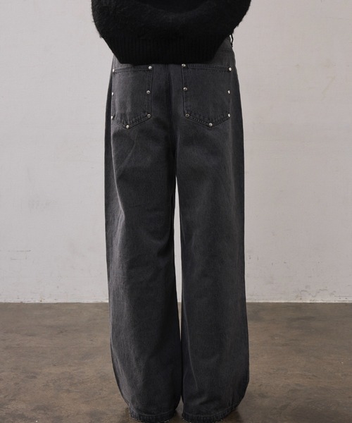 THE CLE（ザクレ）の「STUDS DENIM（デニムパンツ・メンズ・グレー/ブラック・S/L/M）」の2枚目の写真