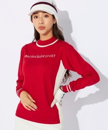 【marie claire/マリクレール】レディースブロッキング モックネックセーター/ストレッチニット