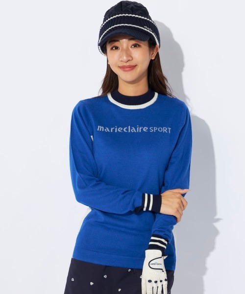 marie claire(マリ・クレール)の「【marie claire/マリクレール】レディースブロッキング モックネックセーター/ストレッチニット(ニット/セーター・レディース・ネイビー/ブルー/レッド・X-LARGE/LARGE/MEDIUM)」の2枚目の写真