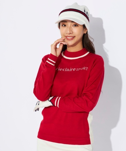 marie claire(マリ・クレール)の「【marie claire/マリクレール】レディースブロッキング モックネックセーター/ストレッチニット(ニット/セーター・レディース・ネイビー/ブルー/レッド・X-LARGE/LARGE/MEDIUM)」の11枚目の写真