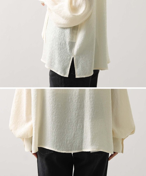 Gready Brilliant（グレディブリリアン）の「ＬＵシアー花ジャガードタイブラウス（シャツ/ブラウス・レディース・アイボリー/ブラック・38）」の14枚目の写真